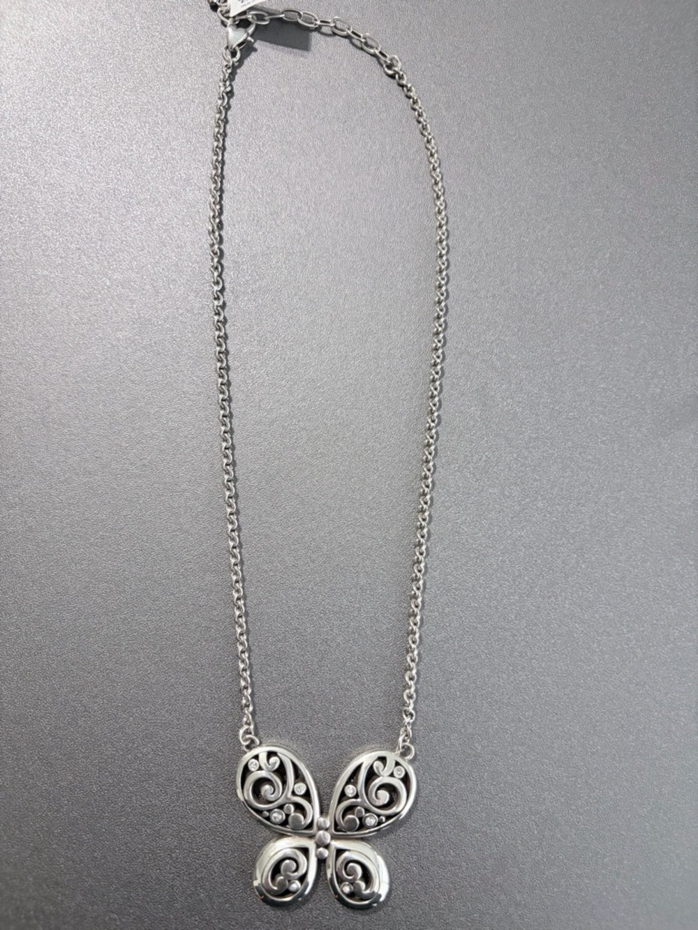 Brighton Silver Butterfly Scrollwork Necklace